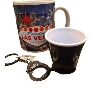 Las Vegas Souvenir Set Multicolor Mug Shot Glass Handcuffs Keyring New